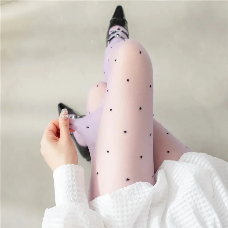 Sexy Blue Butterfly Net Stockings Women's Long Tube Socks Invisible Sweat Absorbent Polka Dot Design Pure Desire Stockings
