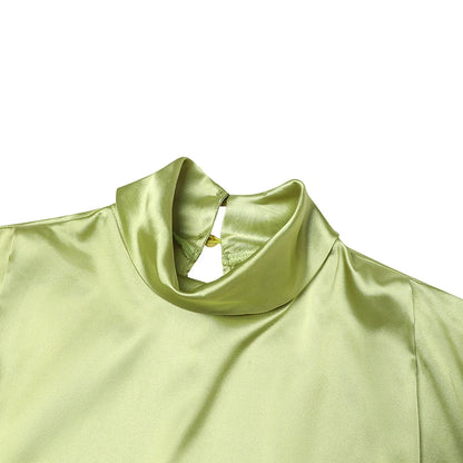 VONDA Frauen Böhmischen Lange Maxi Kleid 2024, Elegante Langarm Hohe Kragen Roben Casual Einfarbig Vestidos Vintage Sommerkleid.