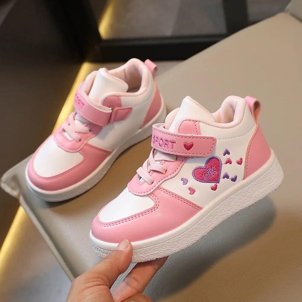 Children's Sports Shoes 2024 Spring and Autumn New Cute Girls' Sneakers Versatile Soft Breatheable Hook & Loop Fashion Kids Shoe.