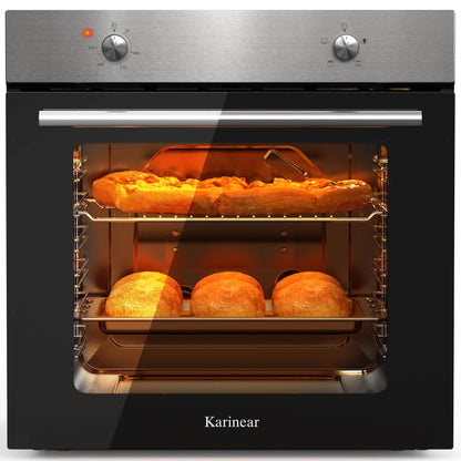 Karinear Electric Oven 65L Oven Built in Oven with accessories, Knob Control wtih 4 Functions 2200W Plug and Play 220V 60cm Wide.
