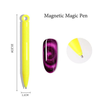 Cat Eye Magnet for Nails Double-Headed Nail Magnet Tool Set Strong Nail Art Magnet Stick 3D Line Strip Effect Manicure Design.