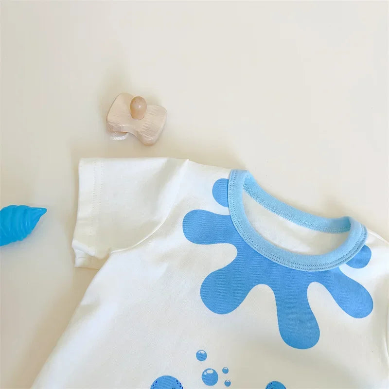 Lustige Oktopus Sommer Baby kleidung koreanische neue Jungen Mädchen einteiligen Stram pler schönen Bodysuit Säugling Baumwolle kurzen Overall.