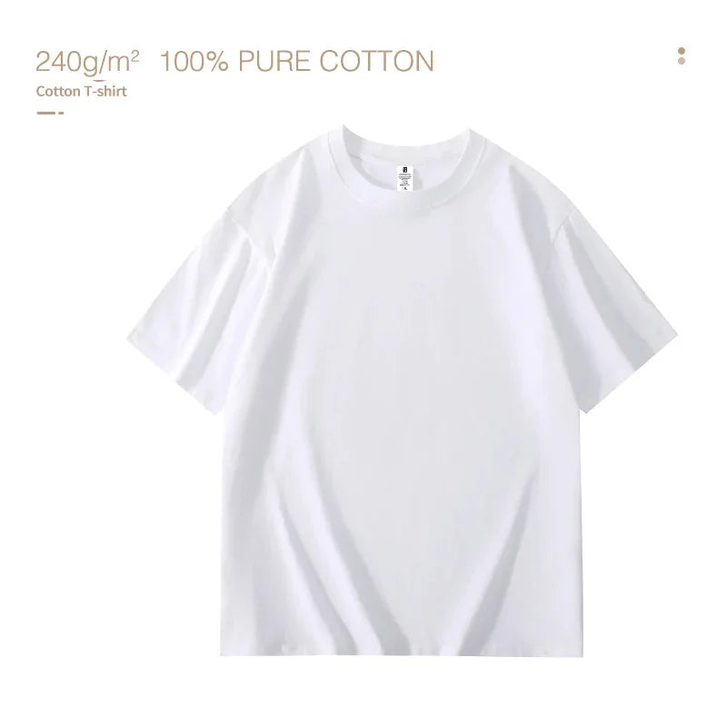 100% pure cotton summer high-end brand men's short sleeve round neck fashionable style half sleeved top breathable T-shirt