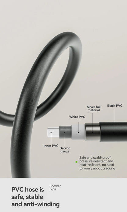 Space aluminum digital display atmosphere light shower shower set, 4-speed turbocharged bathroom shower