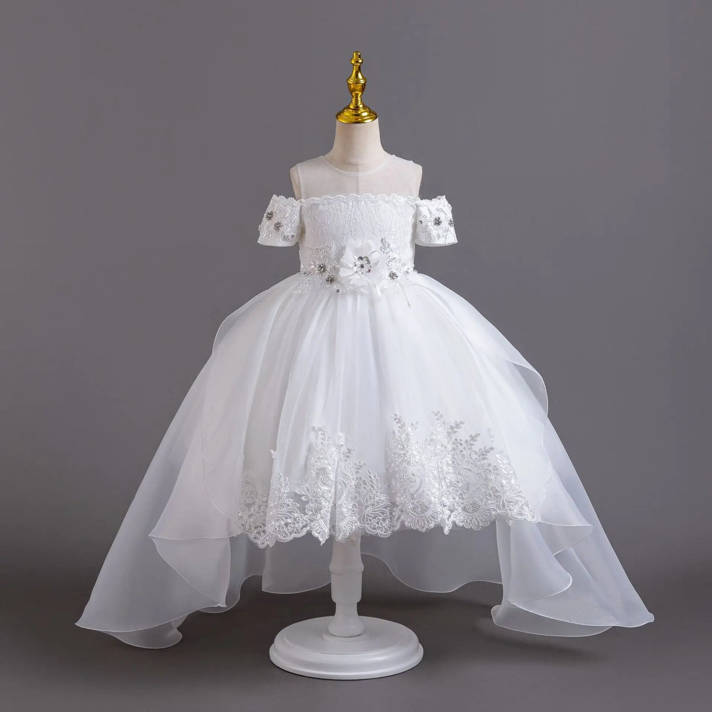 Luxus Perlen Kleider Für Kinder Spitze Schleppende Hochzeit Prinzessin Kleid Für Mädchen Geburtstag Prom Gala Leistung Lange Ballkleid