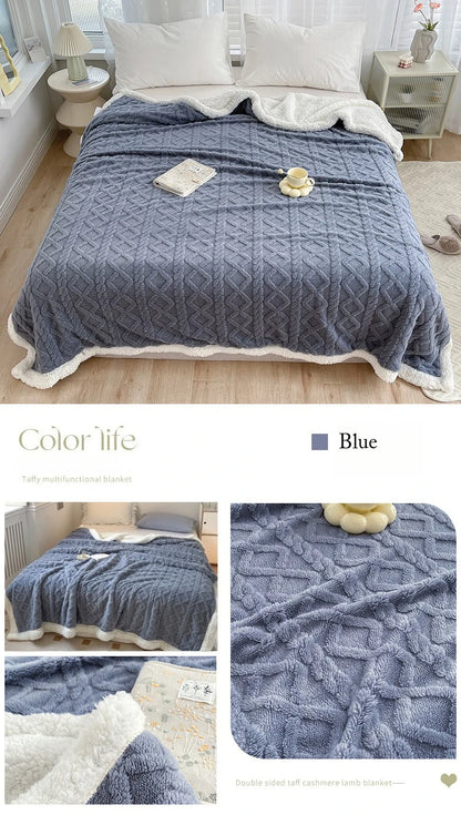Double Layer Fleece Blanket Autumn Winter Thick Warm Office Nap Throw Blankets for Sofa Bed Single Double Soft Plush Comforter