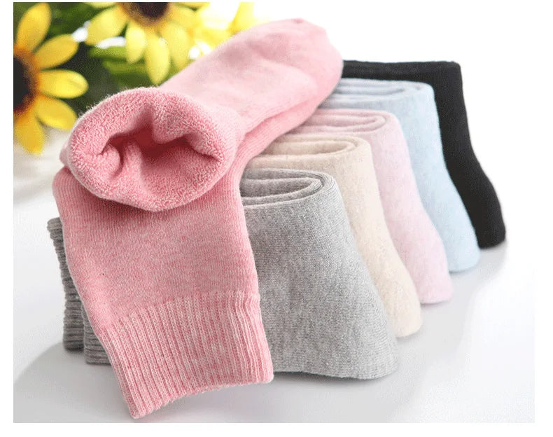 1 Pairs Winter Warm Wool Women Socks  Thicken Plush Solid Color Christmas Against Cold Snow Soft Therma Sleep Sock.