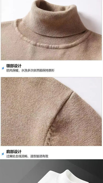 Turtleneck sweater men plus cashmere warm autumn and winter with boys men's black winter sweater base.