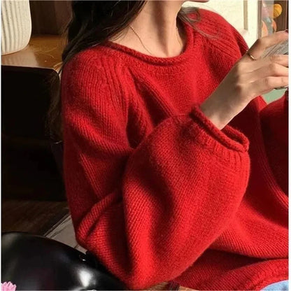 Herbst Winter Neue Mode Rundhals Langarm Solide Pullover frauen Kleidung Koreanische Alle-spiel Süße Einfachheit Stricken Tops.