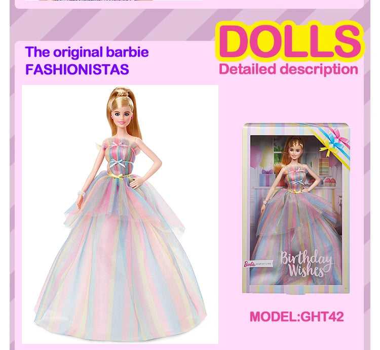 Original Mattel Barbie Fashionistas Doll Music Star Blonde Hair Bjd with Accessories Toys for Girls Collection Educational Props.