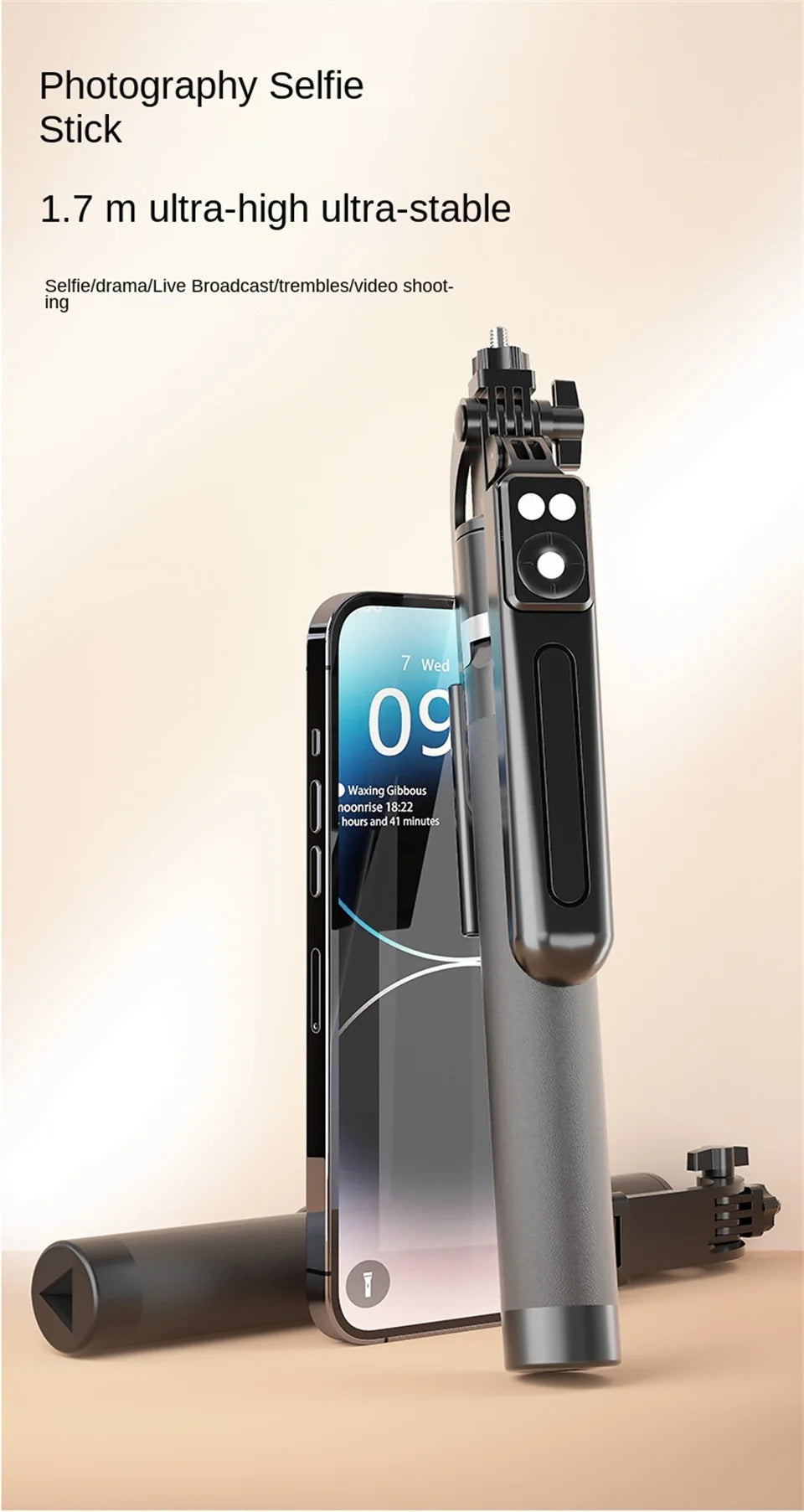 FANGTUOSI New Long Selfie Stick Tripod for Smartphone Live, Tripods Stand with Wireless Bluetooth shutter For Phone Camera Vlog.