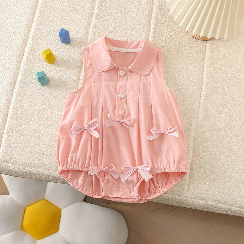 Sommer Säuglings Body Kleidung 3-24M Nette Schleife Kleinkind Neugeborene Artikel Baby Dünne Lose Ärmel Ein Stück.