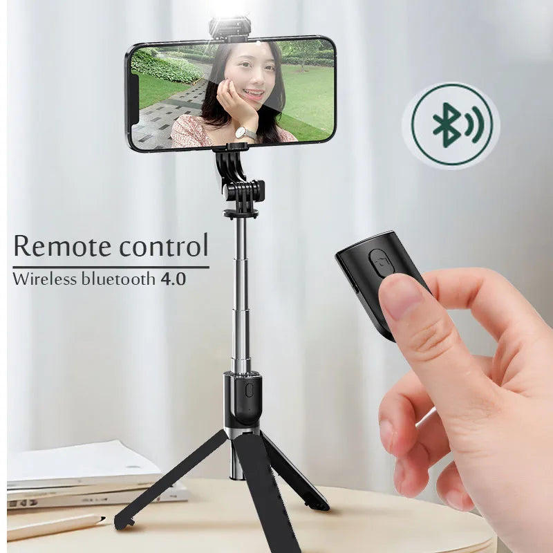 Portable Bluetooth Selfie Stick Retractable Multifunctional 103CM Phone HoldeTripod With Selfie light Wireless Remote Shutter.