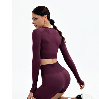 Women's Shirt Seamless Crop Top Fitness Shirts Long Sleeve Sports Top Woman Yoga Tops Activewear With Thumb Hole Sportswear