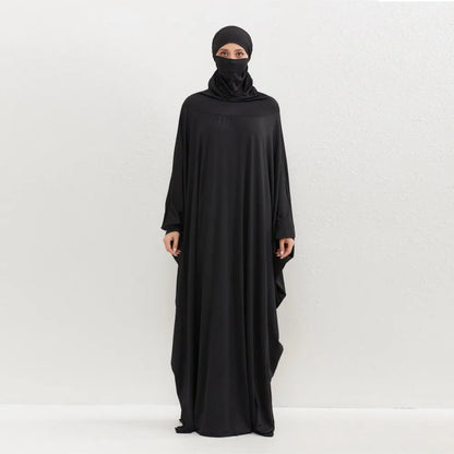 Muslim Abayas Hijab Hooded Smocking Sleeve One-piece Prayer Dress Women Jilbabs Kaftans Islamic Dubai Saudi Robe Turkish Modesty.