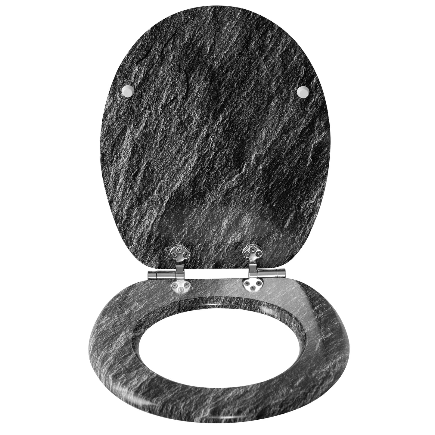 O-förmiger Toilettensitz, verstellbare Scharniere, Toilettendeckel mit Motiv, Soft-Close-Mechanismus für Badezimmer