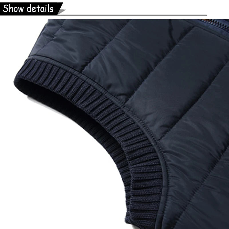 2024 Men Winter Sleeveless Casual Warm Stand Collar Vest Men Autumn Solid Color Outdoors Windproof Fashion Style Vest Male Coat.