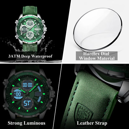 POEDAGAR LED Luxury Men Watch Luminous Week Date Dual Time Display Digital Man Clock Alarm Electronic Men's Quartz Watches Reloj.