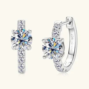 2024 Trend 3 Stones Moissanite Stud Earrings for Women 18K White Gold Plated S925 Sterling Silver Earring with GRA Certificate