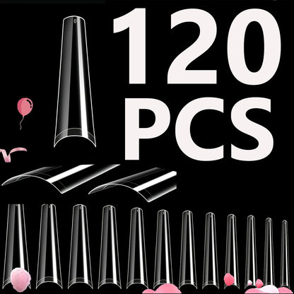 120PCS- Semi-frosted short almond clear fake nails, whitening nail art set with removable fake nails for festivals, parties, dat