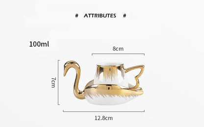 Luxury Ceramic Mug with Saucer European Retro Swan Shape Afternoon Tea Coffee Cup and Saucer Set Home Creative Drinkware Gift.