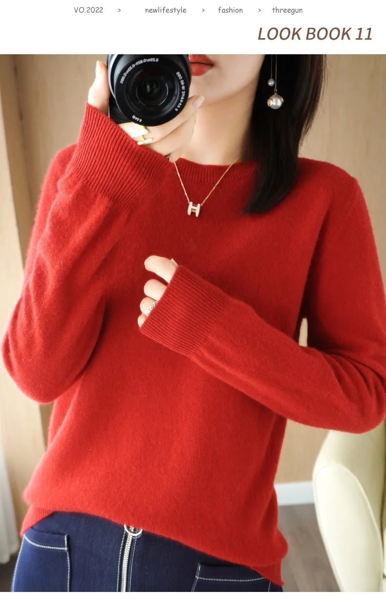 Herbst Winter frauen Pullover Oansatz Kaschmir Solide Pullover Schlank Bodenbildung Shirt Langarm Casual Grundlegende Pull Femme Pullover