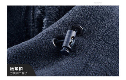 Maxbarley Winter Sportswear Set Mens Retro Training Thick Fleece Jacket + Pants Two Piece Set Casual Ski Running Tracksuit Suit