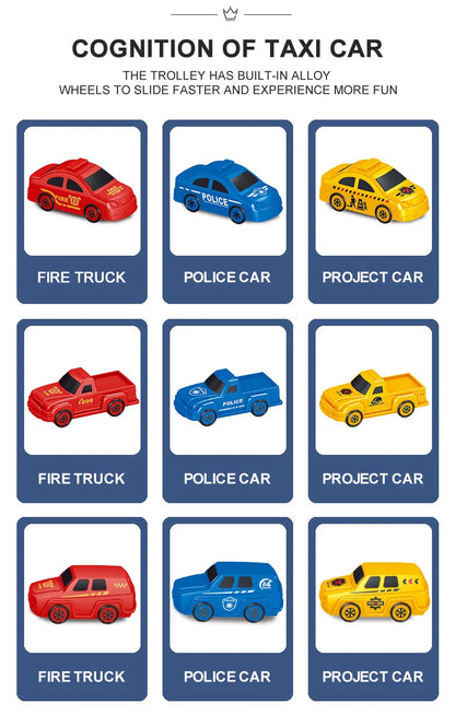 Garage Racing Track Sliding Car Parking Lot Toys Multi-Storey Car Parking Fire Police Engineering Mini Vehicle Toy for Boys Gift.