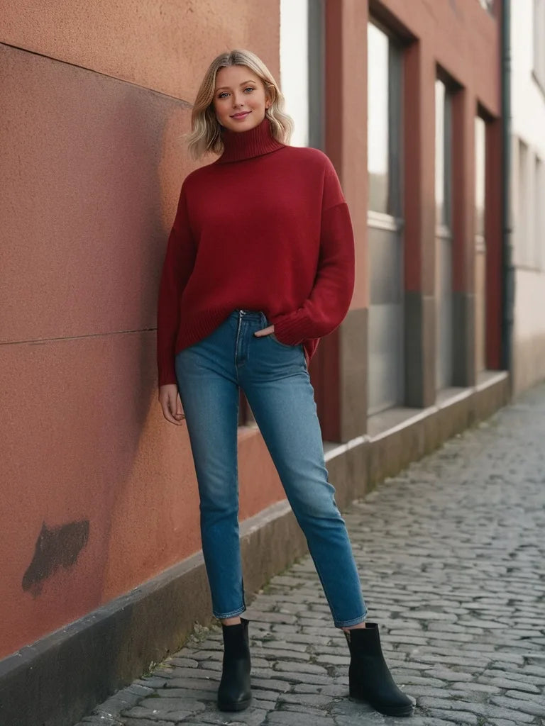 Herbst Und Winter Verdickte Rollkragenpullover frauen Lose Faul Gestrickte Pullover Silhouette Casual Pullover