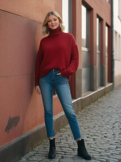 Herbst Und Winter Verdickte Rollkragenpullover frauen Lose Faul Gestrickte Pullover Silhouette Casual Pullover