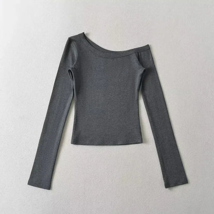 Women One Shoulder Long Sleeve Fitted Top