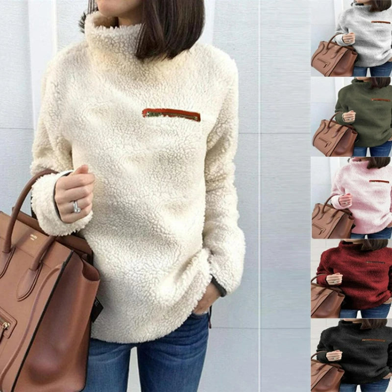 Winter Super Weich und Bequem Einfarbig Rollkragen Pullover frauen Pullover Fashion Zipper Sexy Top Damen Hipster Kleidung.