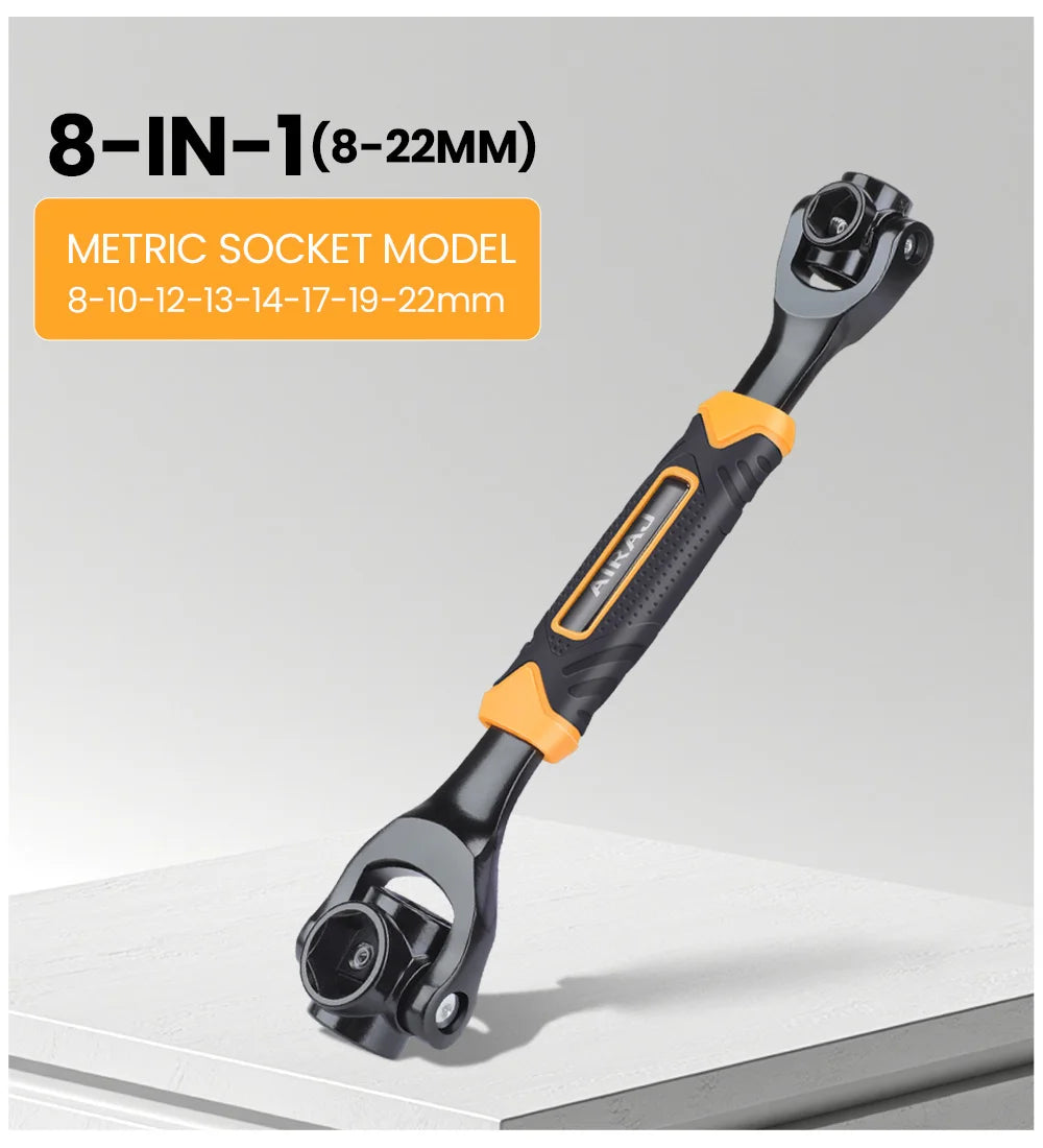 AIRAJ Schraubenschlüssel, 52-in-1-Werkzeugstecknuss, funktioniert mit Universal-Ratsche, Spline-Schrauben, Hülsen-Rotationswerkzeug, 360-Grad-Multifunktions-Handwerkzeug