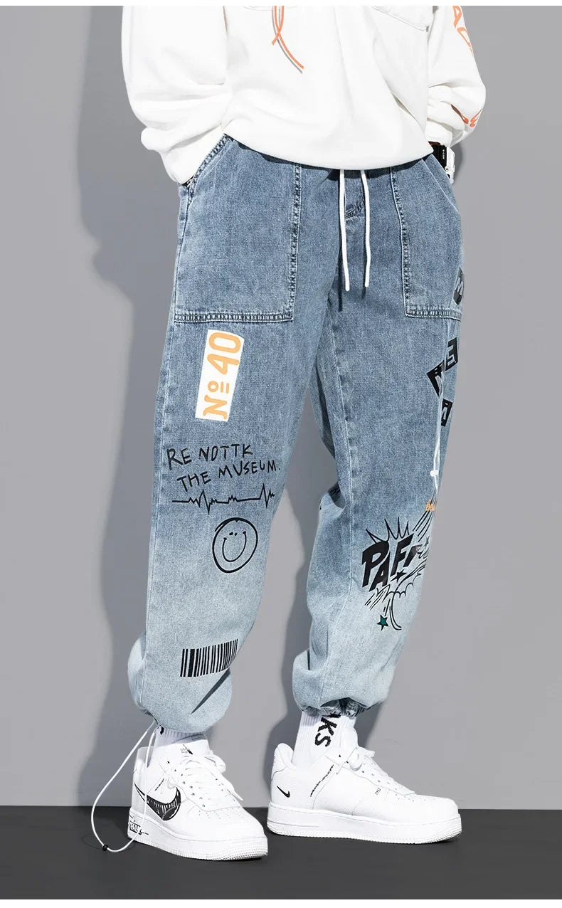 Trendy Loose-fit Men's Jeans Summer Thin Style Korean Version Casual Long Pants Hip Hop Fashion Versatile.