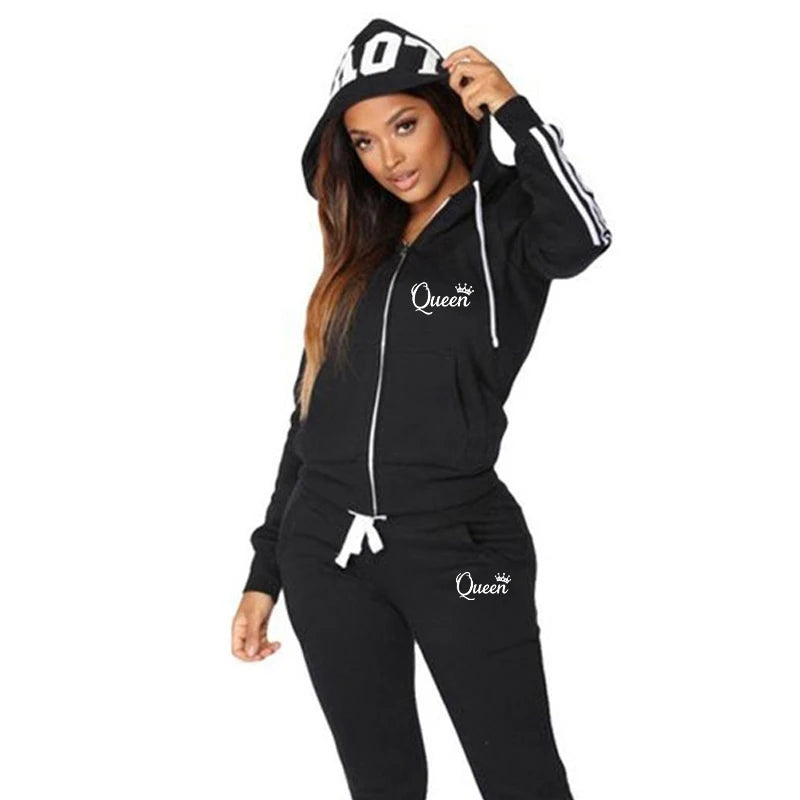 Hot Women's Fashion Tracksuit Striped Hoodies and Jogger Pants Ladies Daily Casual Clothes.