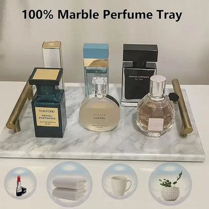 Guest Towel Holder Tray for Bathroom, 100% Natural White Marble Tray - Napkin Storage for-Bathroom, Decorative Vanity Stone Tray.
