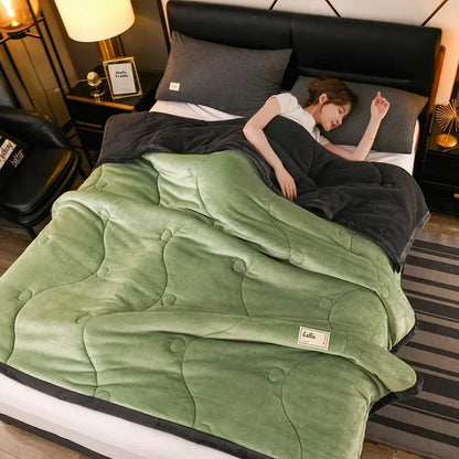 Milk Fleece Autumn Winter Warm Weighted Blankets for Beds European Thickened Beibei Velvet Throw Blanket Warmth Quilt Comforter