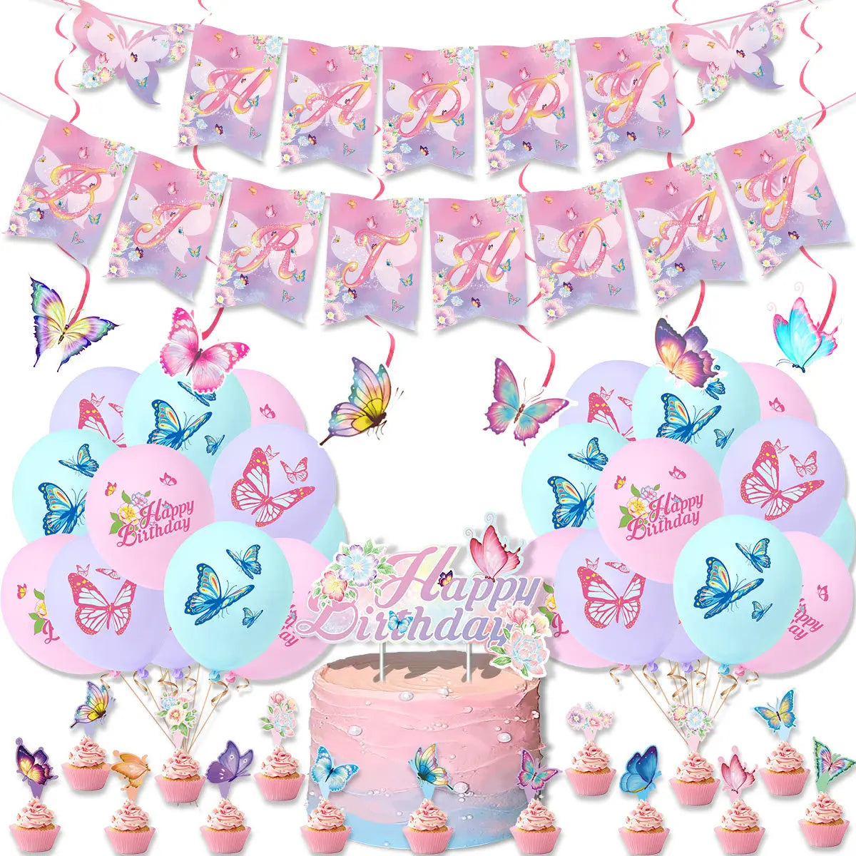 Schmetterling Geburtstag Party Dekoration Mädchen Einweg Geschirr Set Pappteller Tasse Ballon Tischdecke Schmetterling Thema Liefert