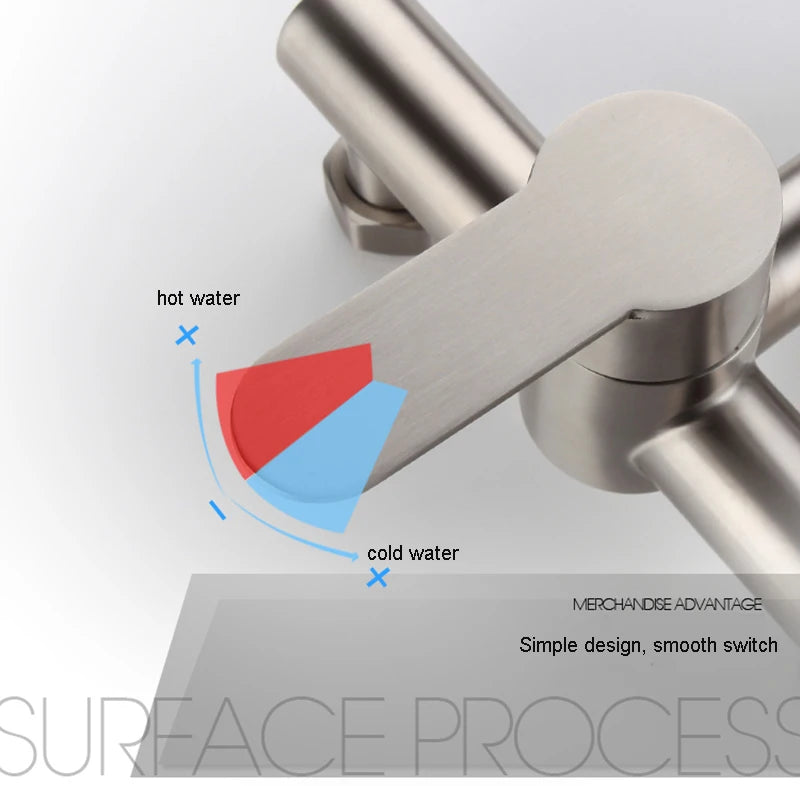 Kitchen Faucet Stainless Steel Double Hole Hot and Cold Mixing Tap Wall Mount Balcony Laundry Swivel Tap With Spray Gun 주방수전