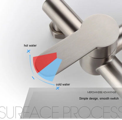 Kitchen Faucet Stainless Steel Double Hole Hot and Cold Mixing Tap Wall Mount Balcony Laundry Swivel Tap With Spray Gun 주방수전