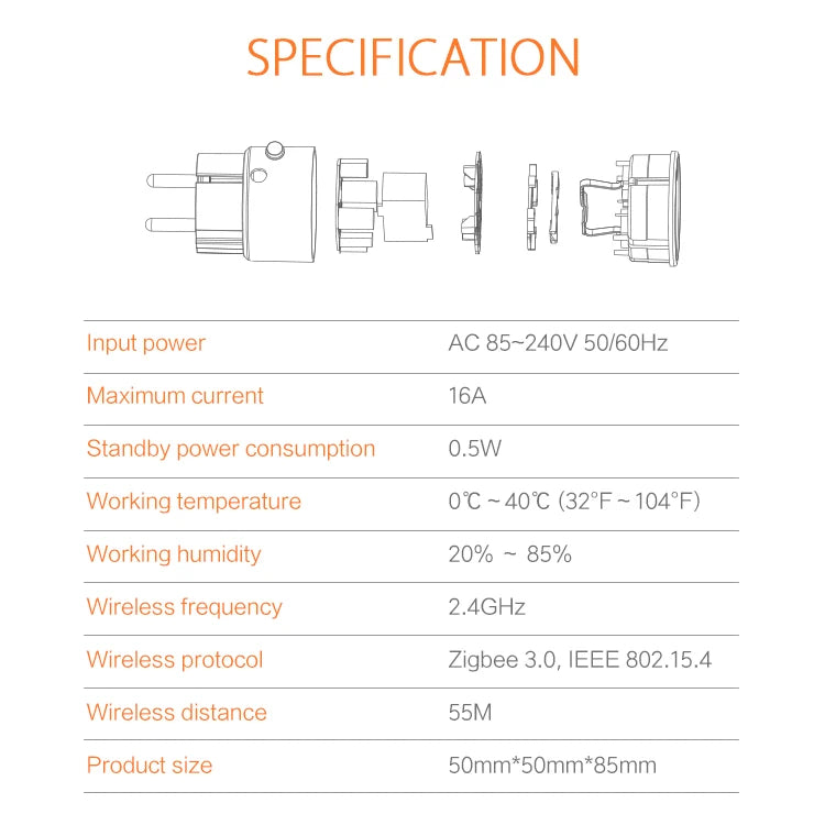 Zigbee Smart Plug 16A EU Smart Steckdose mit Power Monitoring Timing Funktion Sprachsteuerung über Homekit Alexa Google Home Yandex.