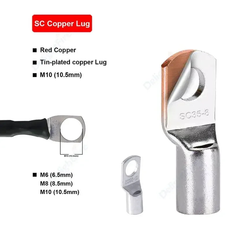 Soft Car Battery Silicone Cable with M6 M8 M10 Lug Red Black 8 6 4 3 0 AWG Electrical Wire for Auto RV Solar Panel Inverter UPS.