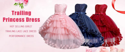 Neues Blumenmädchen-Hochzeitskleid Mädchen-Partykleider, elegantes Mädchen-Walking-Show-Abendkleid für 4–12 Jahre alte Kinderkleidung.