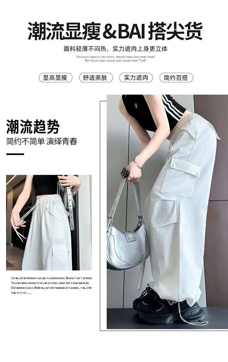 Amerikanischer Fallschirm mit niedriger Taille für Damen im Frühling und Herbst 2022, neue Bergsteiger-Jogginghose mit weitem Bein, schlanke Sport-Arbeitshose.