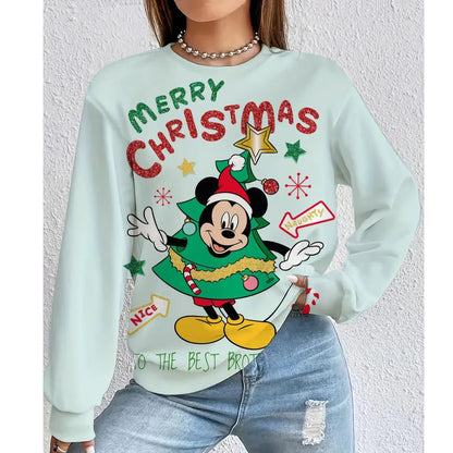 Christmas Disney Mickey Mouse Women's Hoodie American Casual Hoodie Autumn Hip Hop Women's Hoodie Casual Clothing.