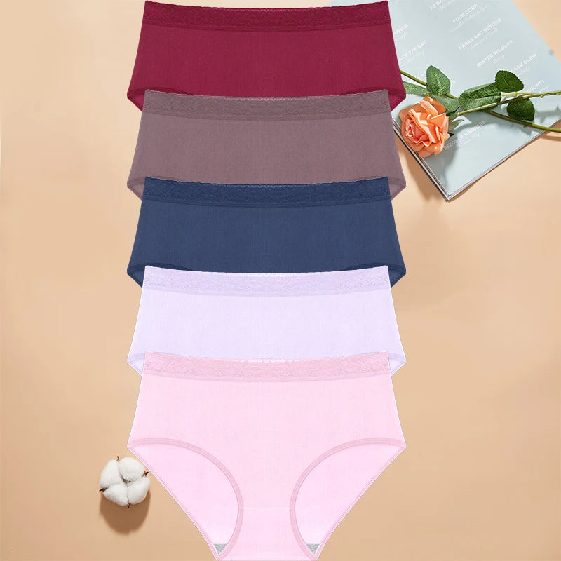 5Pcs Sexy Ice Silk Briefs Large Size Underwear 0XL-4XL Panty Women's Seamless Underwears 8 Solid Color Breathable Underpants