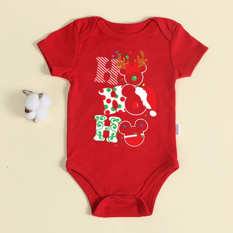 Weihnachten Neugeborene Baby Roten Strampler 100% Baumwolle Baby Mickey Print Infant Outfit Baby Mädchen Jungen Body Disney Kleidung Weihnachten Geschenk.