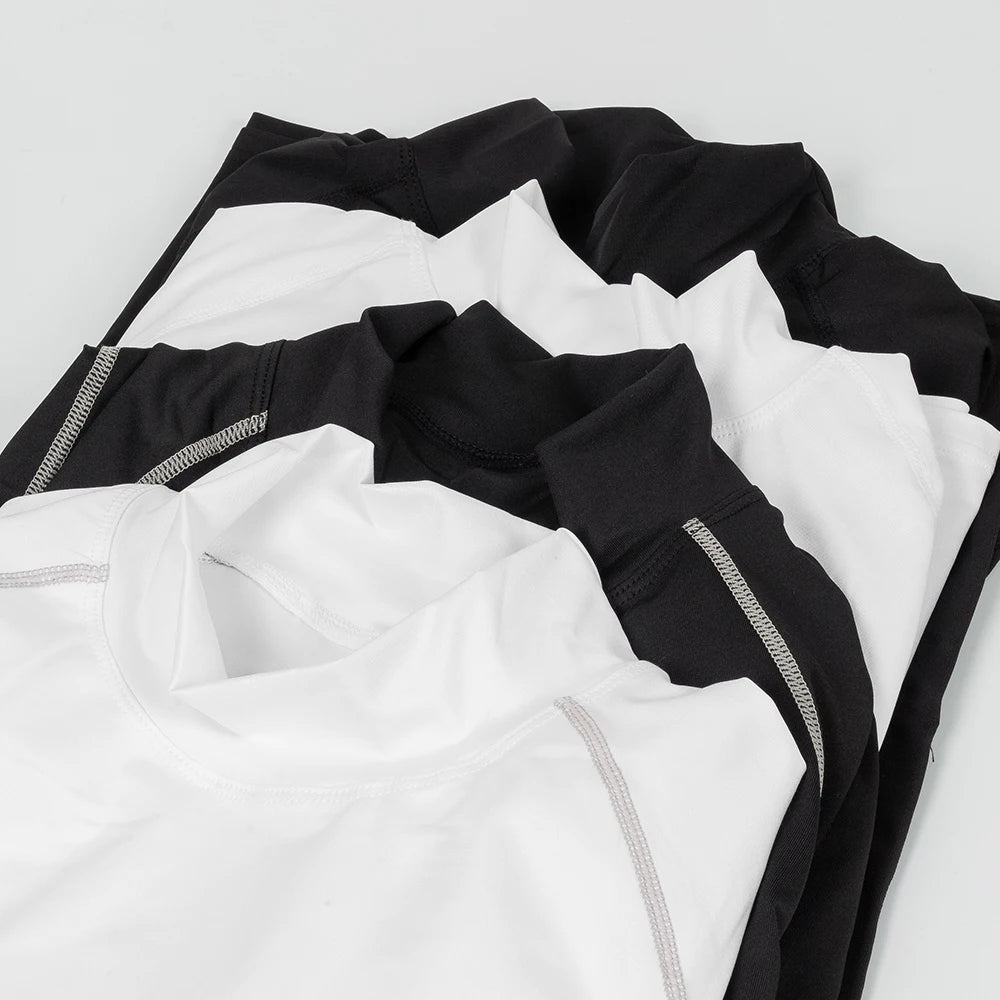 Men's Quick Dry Running T-shirt Workout Compression Shirt Turtleneck Long Sleeve Rash Guard Gym Base Layer Athletic Undershirt.