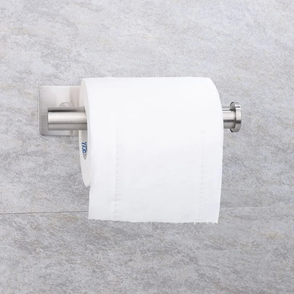 Papierhalter aus Edelstahl, weiß, selbstklebend, Wandhalterung, Ständer, Küche, Badezimmer, Toilettenpapier, Handtuch, Seidenrollenregal, gebürstetes Gold