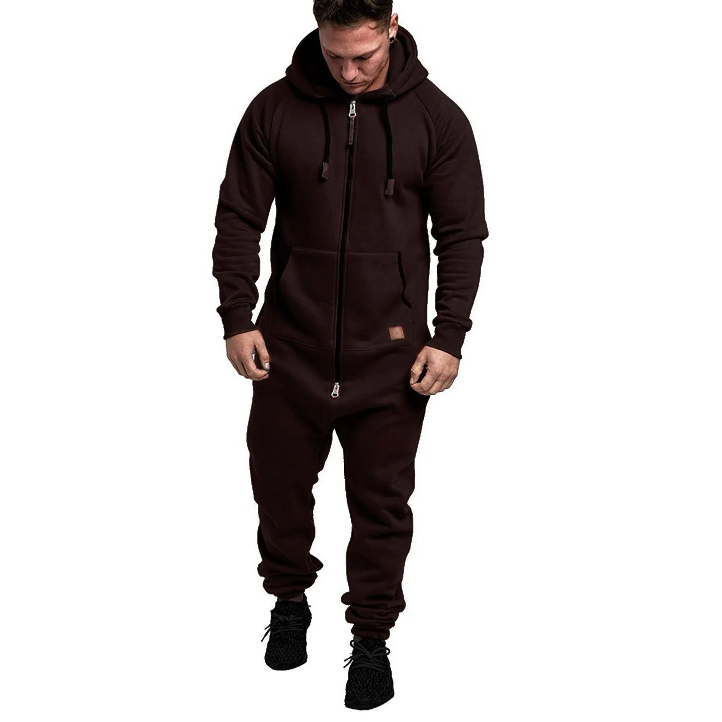 New Custom 3D Full Design Jumpsuit Pajamas Long-sleeved sports pants solid color splicing casual sweater men's zipper hoodie